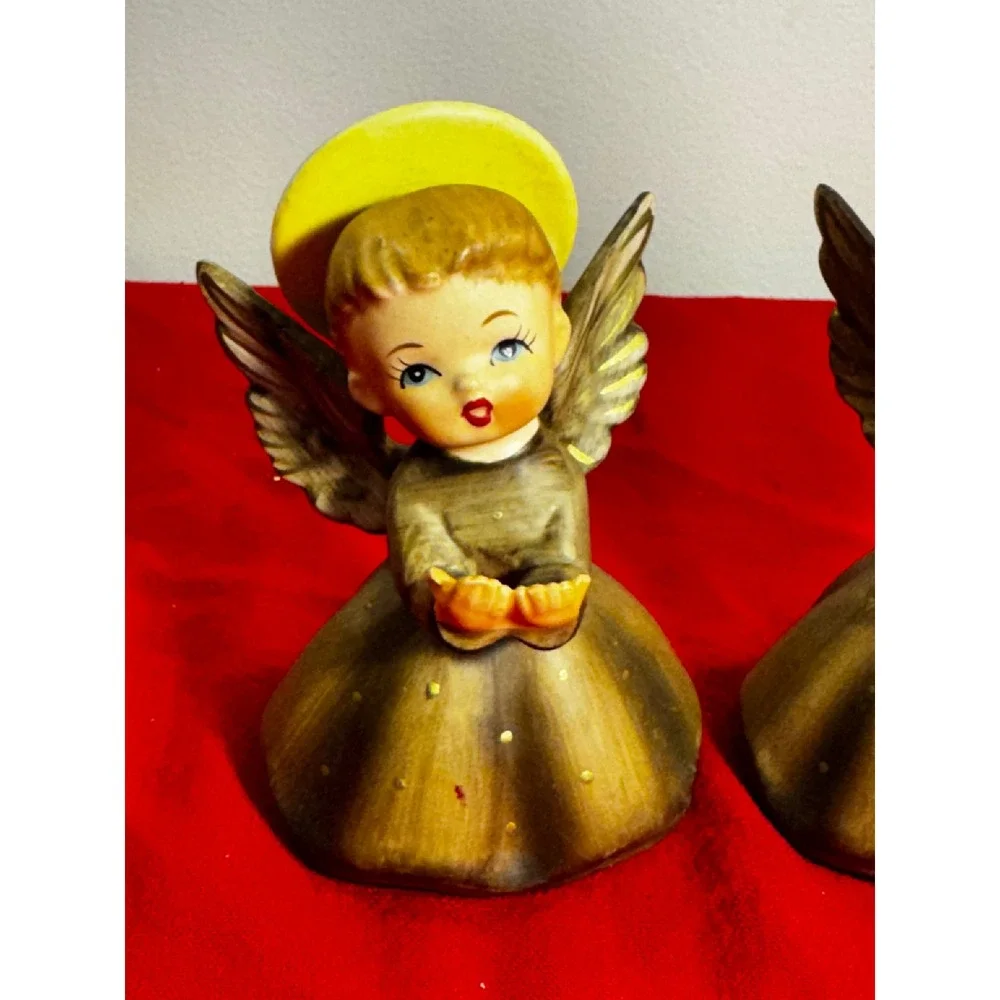 Vintage Napcoware Angel Figurines Set of 3 Bronze Gold Christmas Decor R3258